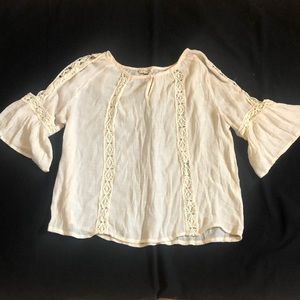Rebellion Cream Cold Shoulder Peasant Top
